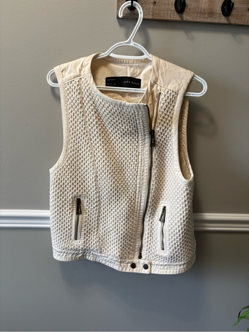 ZARA Beige Button-Front Shirt with Black Label